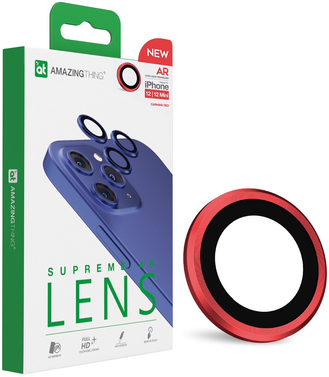 Amazing Thing SUPREME AR Lens Defender for iPhone 12 Mini and iPhone 12 Camera Lens Protector [2 Lens] - Carmine Red